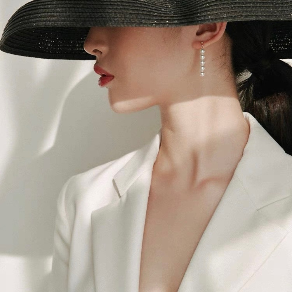Pearl bar dangle earrings